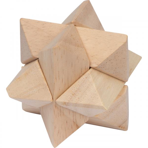 3D Holzpuzzle in Sternform im Baumwollsäkchen