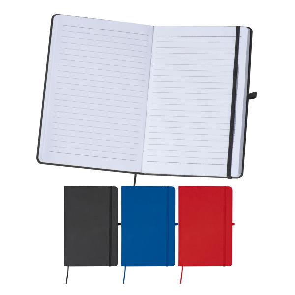 3x Notizbuch / A5 / 160 linierte Seiten / PU Hardcover / je 1x schwarz,rot,blau