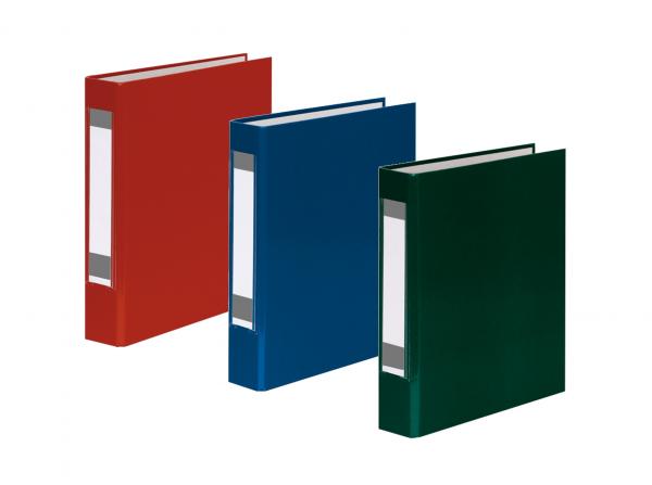 3x Ringbuch mit Rückenschild / DIN A5 / 2-Ring / je 1x rot, blau und grün