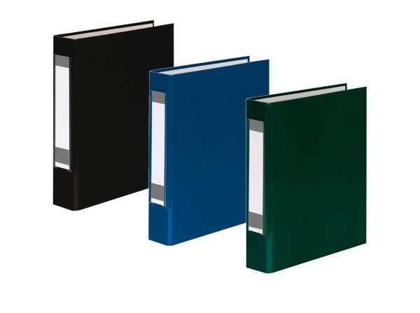 3x Ringbuch mit Rückenschild / DIN A5 / 2-Ring / je 1x schwarz, blau und grün