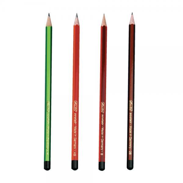 4 Herlitz Bleistifte "Scolair" / Härtegrad je 1x H, HB, B, 2B