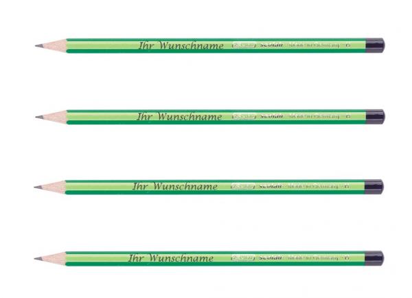 4 Herlitz Bleistifte mit Gravur "Scolair" / Härtegrad: H