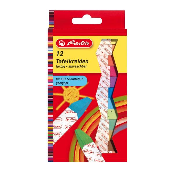 48 Herlitz Tafelkreiden / quadratisch / Farbe: 36x weiß + 12x farbig