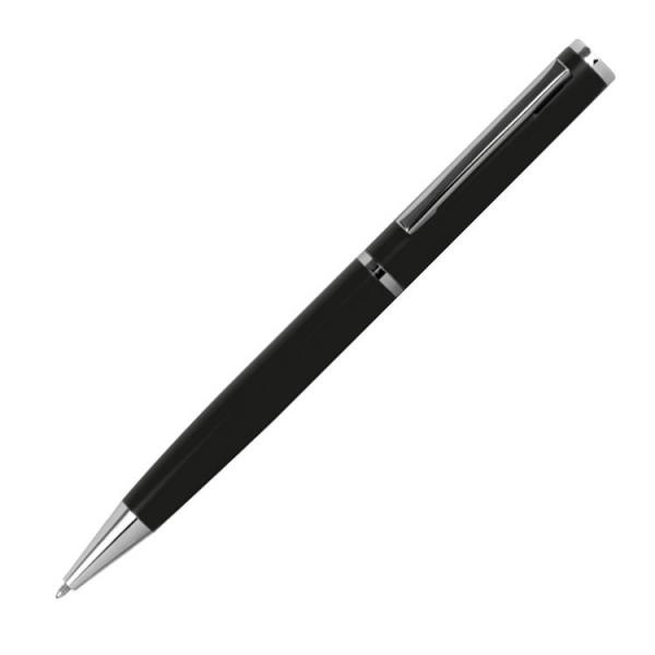 4x Drehbarer Kugelschreiber aus Metall / mit Velouretui / 4 verschiedene Farben