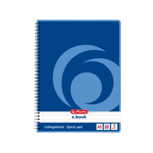 4x Herlitz Collegeblock / DIN A5 / Spiralblock / liniert / 80 Blatt je Block