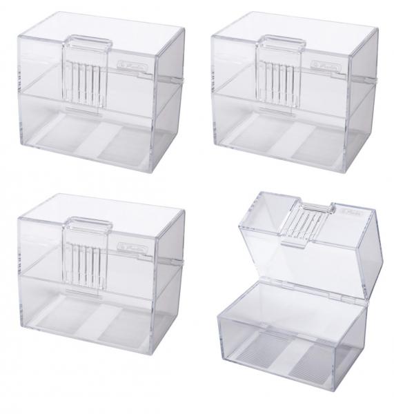 4x Herlitz Karteikasten / Lernbox / DIN A8 / transparent