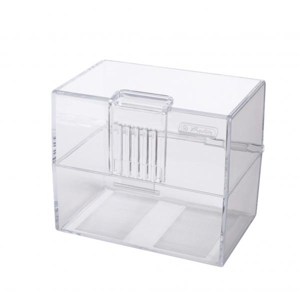 4x Herlitz Karteikasten / Lernbox / DIN A8 / transparent