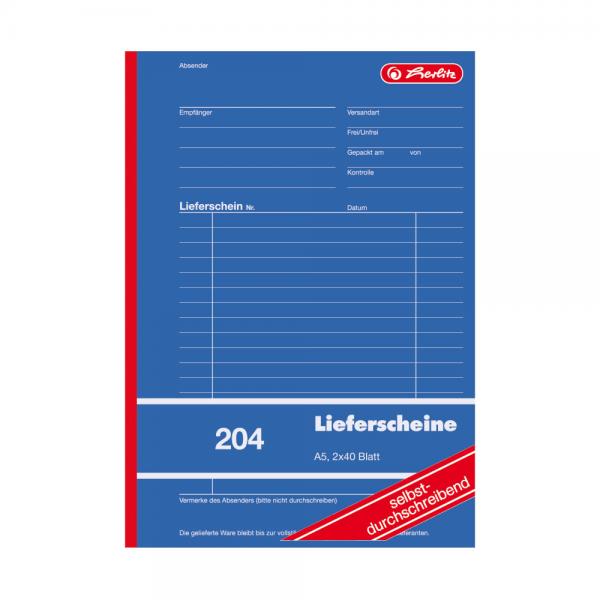 4x Herlitz Lieferscheinbuch 204 / A5 / 2x 40 Blatt / selbstdurchschreibend