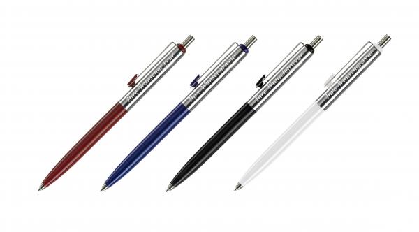 4x Kugelschreiber mit Gravur / aus Metall / verchromte Elemente / 4 Farben
