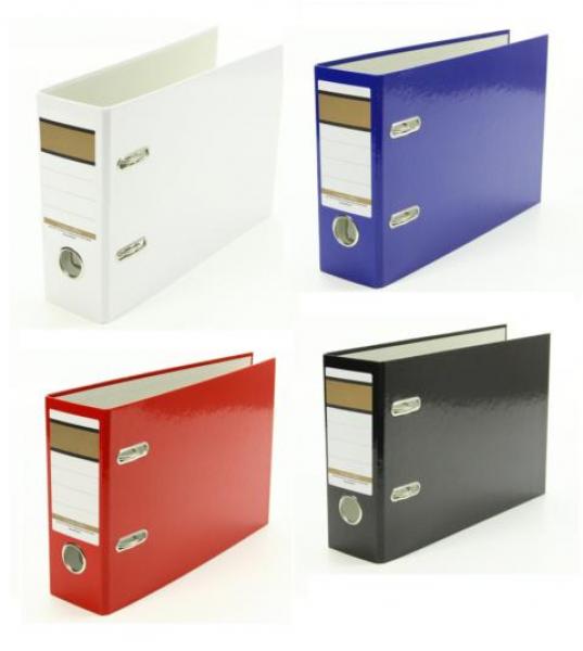 4x Ordner / A5 quer / 75mm breit / Farbe: je 1x weiß, blau, rot und schwarz