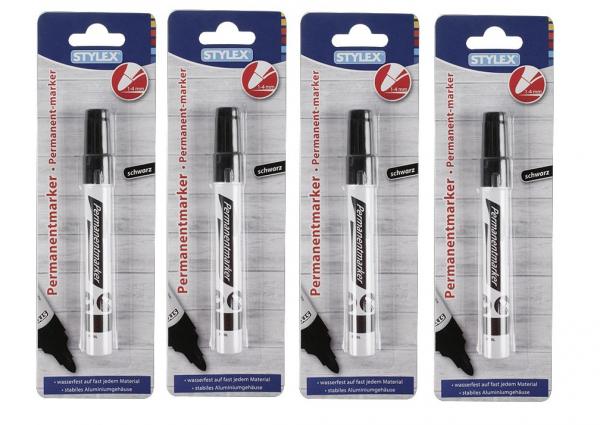 4x Permanentmarker / 1-4 mm / schwarzschreibend