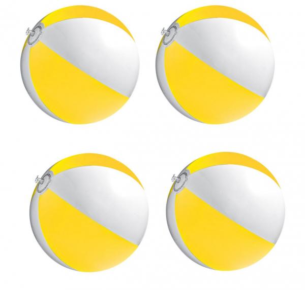 4x Strandball / Wasserball / Farbe: gelb-weiß