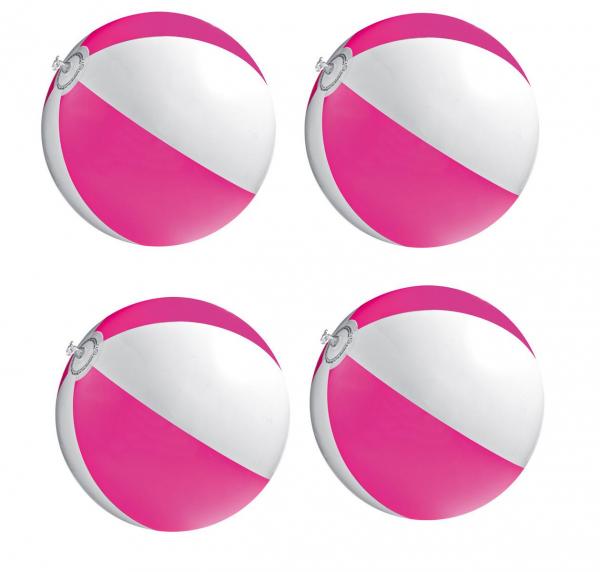 4x Strandball / Wasserball / Farbe: pink-weiß