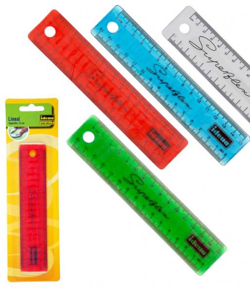 4x Superflex-Lineal 15cm biegsam bruchsicher / Farbe: 1x gelb, klar, türkis, rot