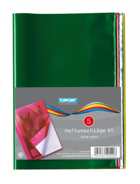 5 Heftumschläge DIN A5 verschiedene Farben