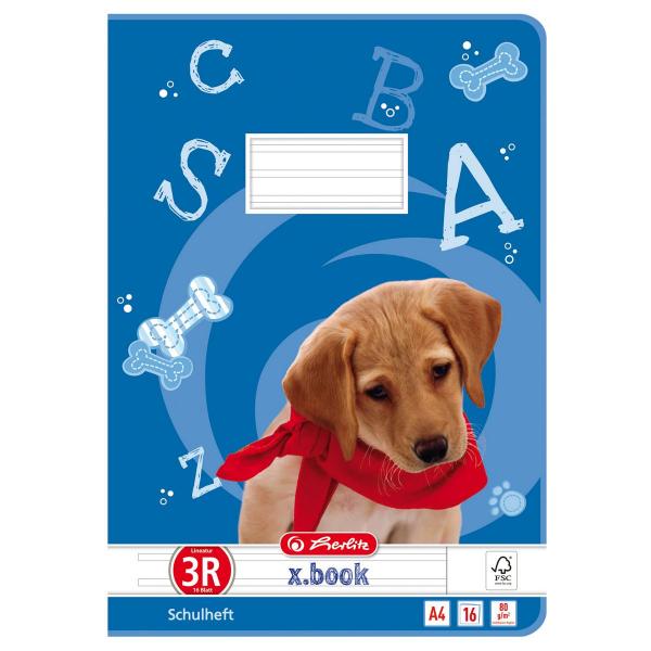5 Herlitz Schulhefte / DIN A4 / 16 Blatt / Lineatur 03 mit Rand