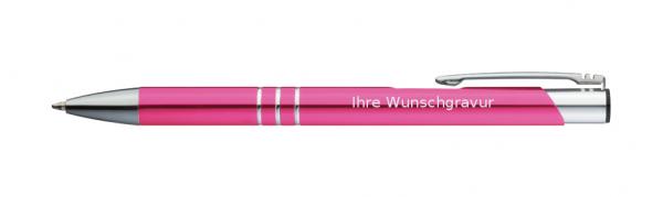 5 Kugelschreiber aus Metall / mit Gravur / Farbe: pink