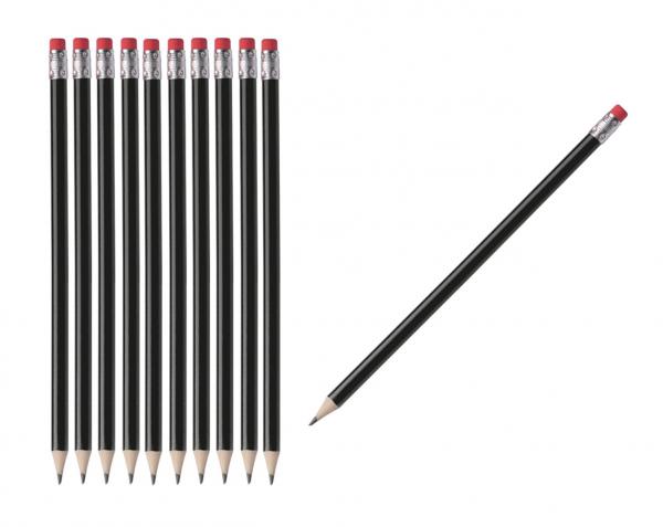 50 Bleistifte mit Radierer / HB / ohne Herstellerlogo / Farbe: lackiert schwarz