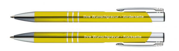 50 Kugelschreiber aus Metall / mit beidseitige Gravur / Farbe: gelb