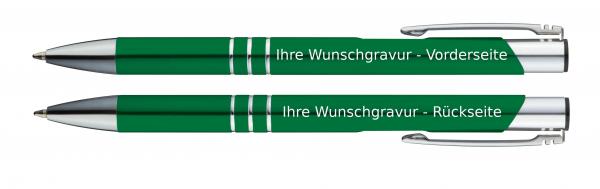 50 Kugelschreiber aus Metall / mit beidseitige Gravur / Farbe: grün