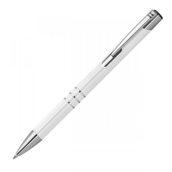 50 Kugelschreiber aus Metall / vollfarbig lackiert / Farbe: weiß (matt)