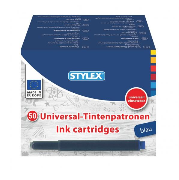 50 Universal-Füllerpatronen / Tintenpatronen / königsblau
