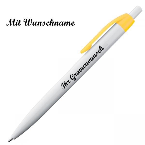 50x Kugelschreiber mit Namensgravur - Clipfarbe: gelb