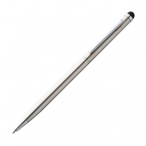 5x Edelstahl Touchpen Kugelschreiber mit Namensgravur - Farbe: grau/silbergrau
