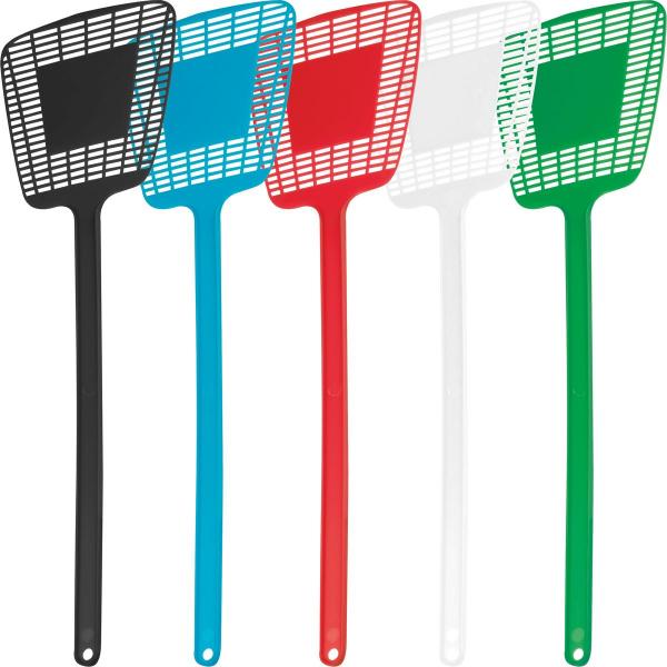 5x Fliegenklatsche aus Kunststoff / Farbe je 1x schwarz,blau,rot,weiß,grün