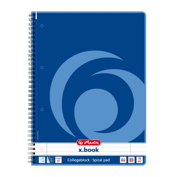 5x Herlitz Collegeblock / DIN A4 / Spiralblock / liniert / 80 Blatt