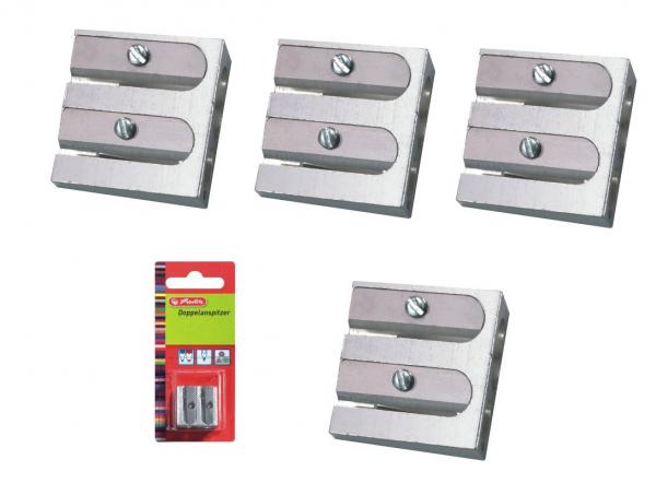 5x Herlitz Metall Doppel-Anspitzer / Bleistiftspitzer für 2 Stiftdurchmesser