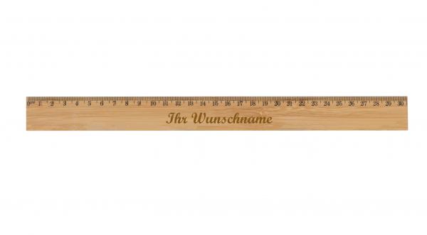 5x Holz-Lineal aus Bambus mit Namensgravur - Länge: 30cm