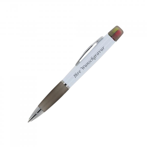 5x Kugelschreiber mit Gravur / mit dreifarbigen Textmarker / 5 Farben