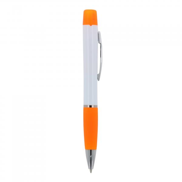 5x Kugelschreiber mit Gravur / mit dreifarbigen Textmarker / Farbe: weiß-orange
