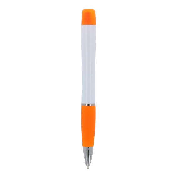 5x Kugelschreiber mit Gravur / mit dreifarbigen Textmarker / Farbe: weiß-orange
