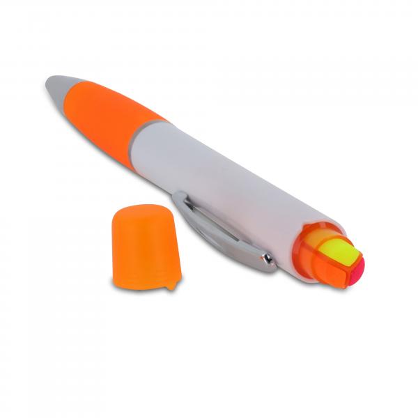 5x Kugelschreiber mit Gravur / mit dreifarbigen Textmarker / Farbe: weiß-orange