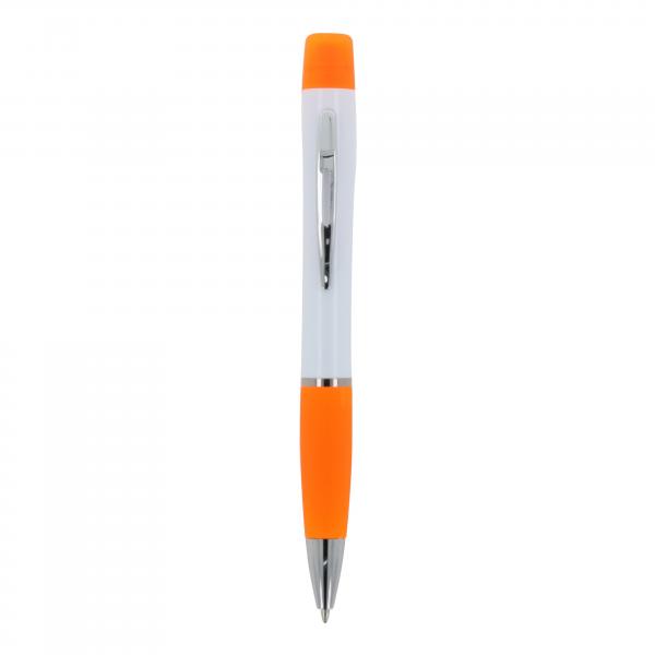 5x Kugelschreiber mit Gravur / mit dreifarbigen Textmarker / Farbe: weiß-orange