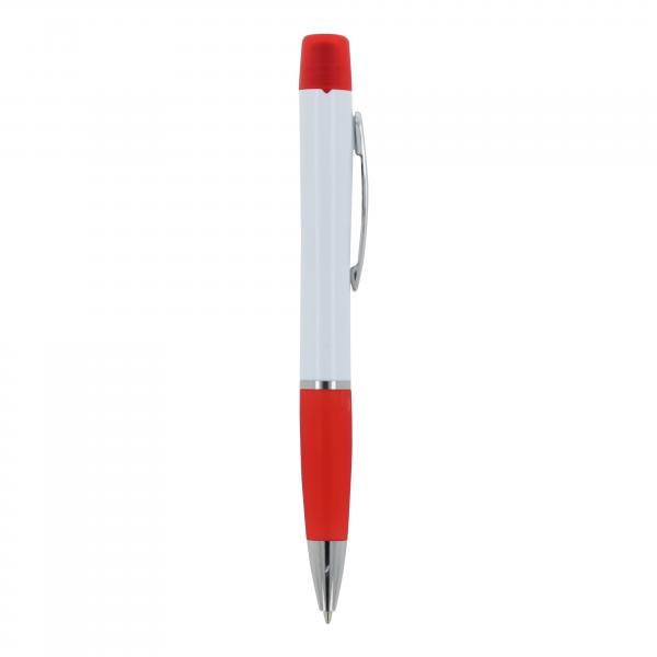 5x Kugelschreiber mit Namensgravur/ mit dreifarbigen Textmarker / weiß-rot
