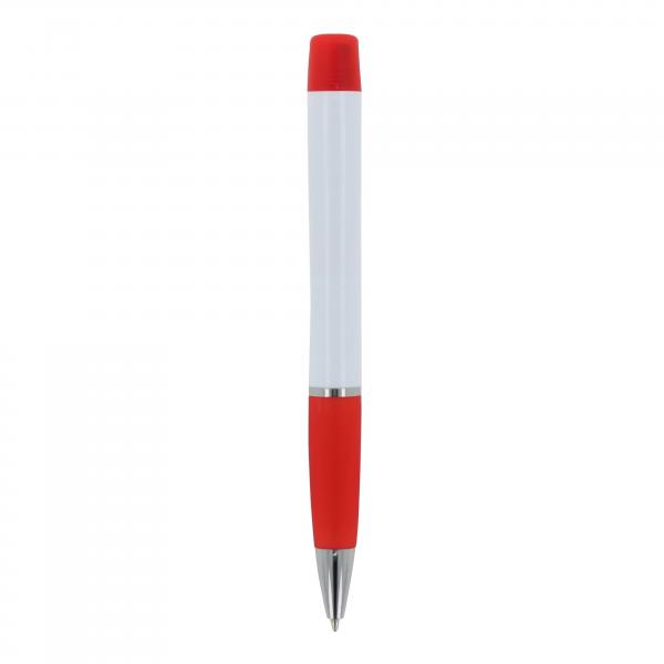 5x Kugelschreiber mit Namensgravur/ mit dreifarbigen Textmarker / weiß-rot