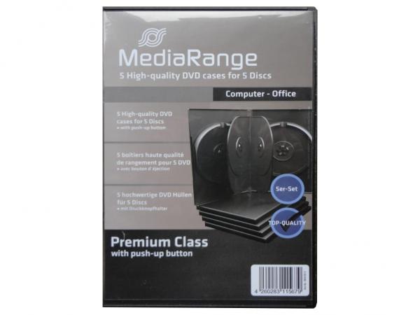 5x MediaRange 5fach 5er DVD CD Box Hülle black