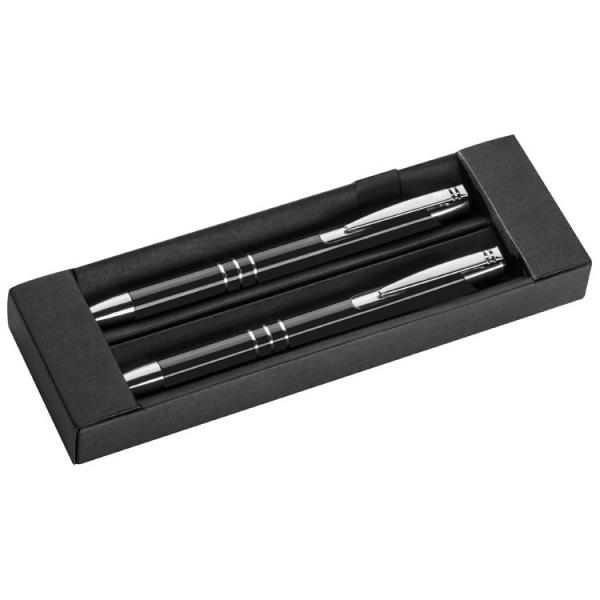 5x Metall Schreibset mit Gravur / Kugelschreiber + Druckbleistift /Farbe:schwarz