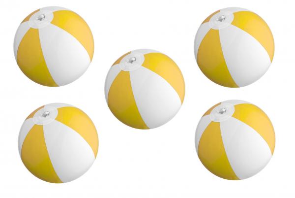 5x Mini Strandball / Wasserball / Farbe: gelb-weiß