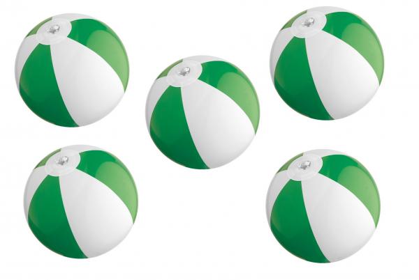 5x Mini Strandball / Wasserball / Farbe: grün-weiß