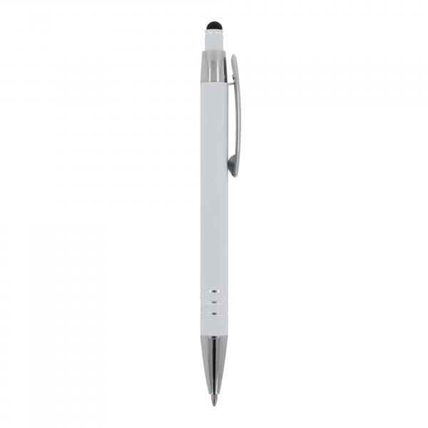 5x Touchpen Kugelschreiber / aus Metall / mit Soft-Touch / Farbe: weiß