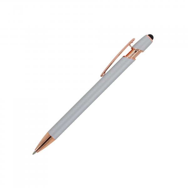 5x Touchpen Kugelschreiber "Roségold" / aus Metall / Soft-Touch / Farbe: silber