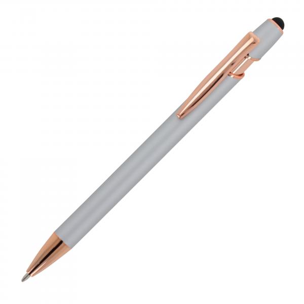 5x Touchpen Kugelschreiber "Roségold" / aus Metall / Soft-Touch / Farbe: silber