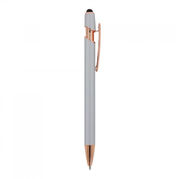 5x Touchpen Kugelschreiber "Roségold" / aus Metall / Soft-Touch / Farbe: silber