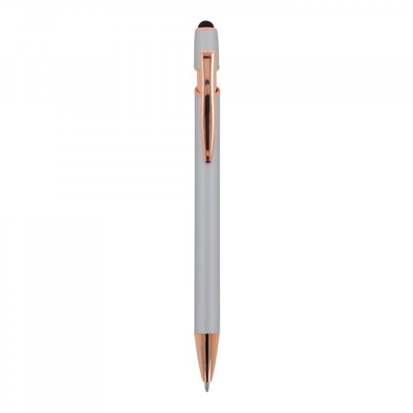 5x Touchpen Kugelschreiber "Roségold" / aus Metall / Soft-Touch / Farbe: silber