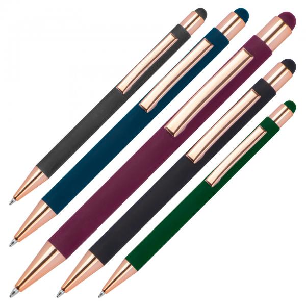 5x Touchpen Kugelschreiber "Rosegold" / aus Metall / 5 Farben