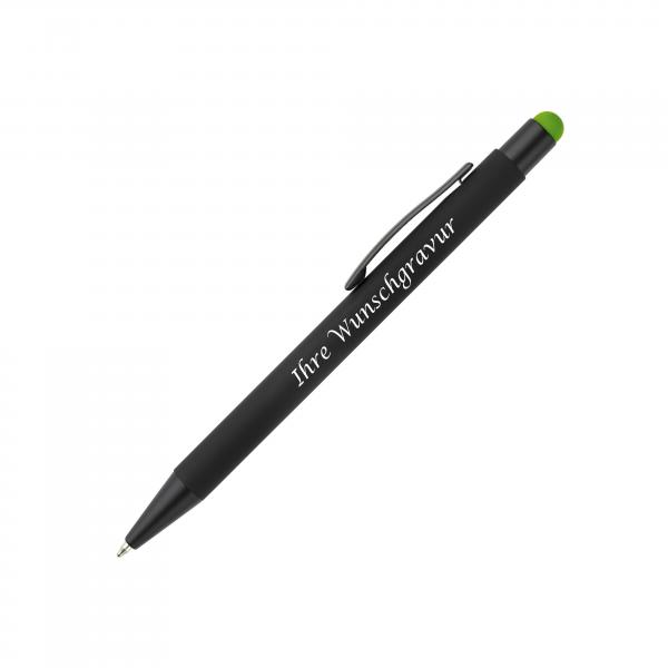 5x Touchpen Kugelschreiber mit Gravur / aus Metall / Stylusfarbe: hellgrün